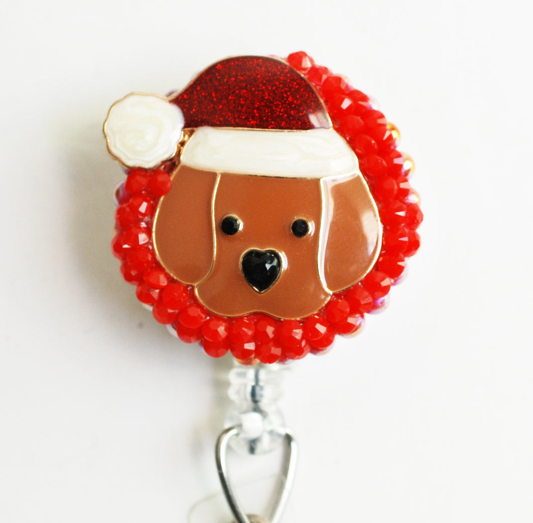 Santa Dog Retractable ID Badge Reel