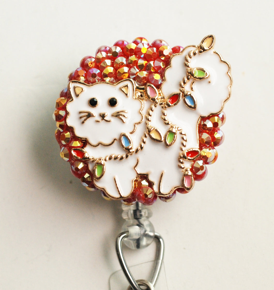 Christmas Cat Retractable ID Badge Reel
