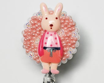 Easter Casual Bunny Retractable ID Badge Reel