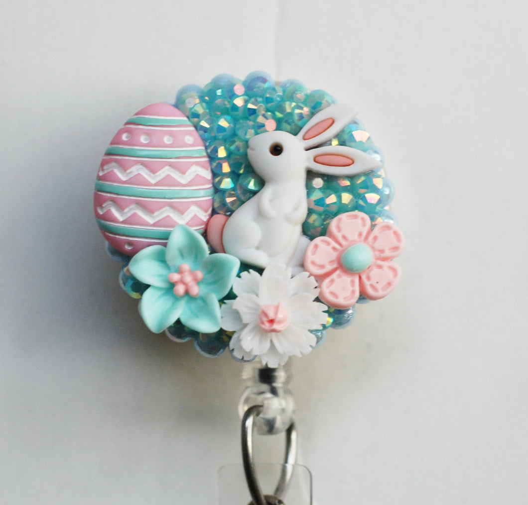 Bunny In Spring Time Retractable ID Badge Reel