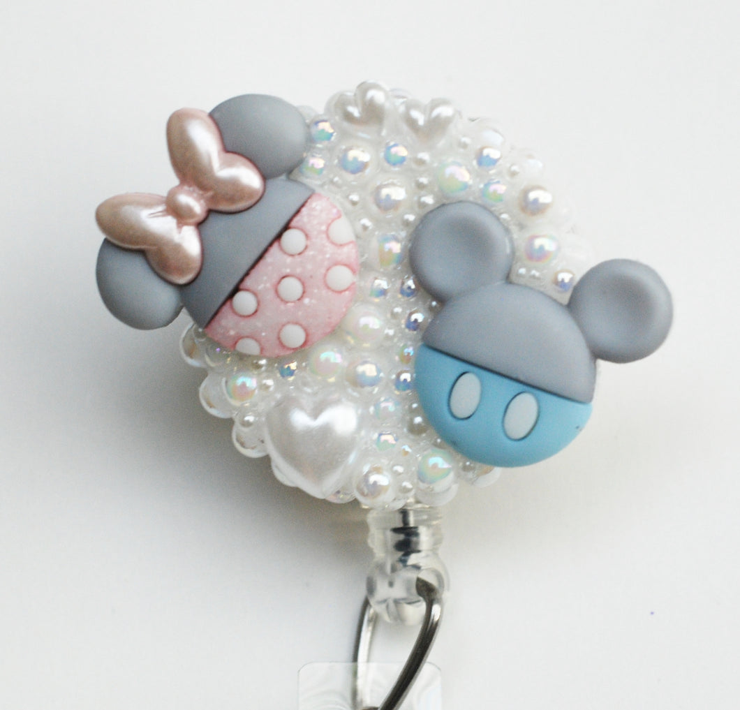 Baby Mickey & Minnie Mouse Retractable ID Badge Reel