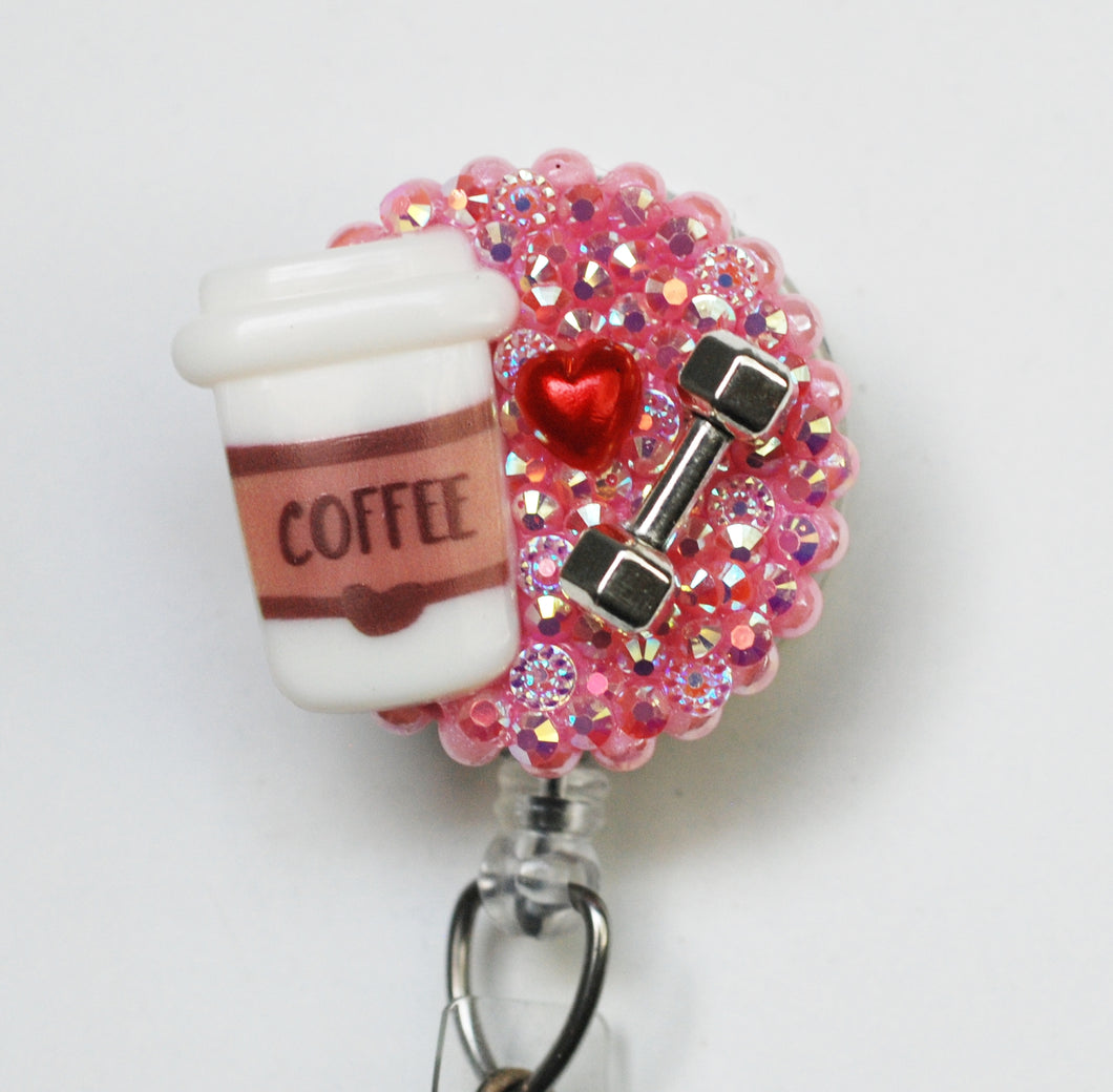 Coffee And A Workout Retractable ID Badge Reel