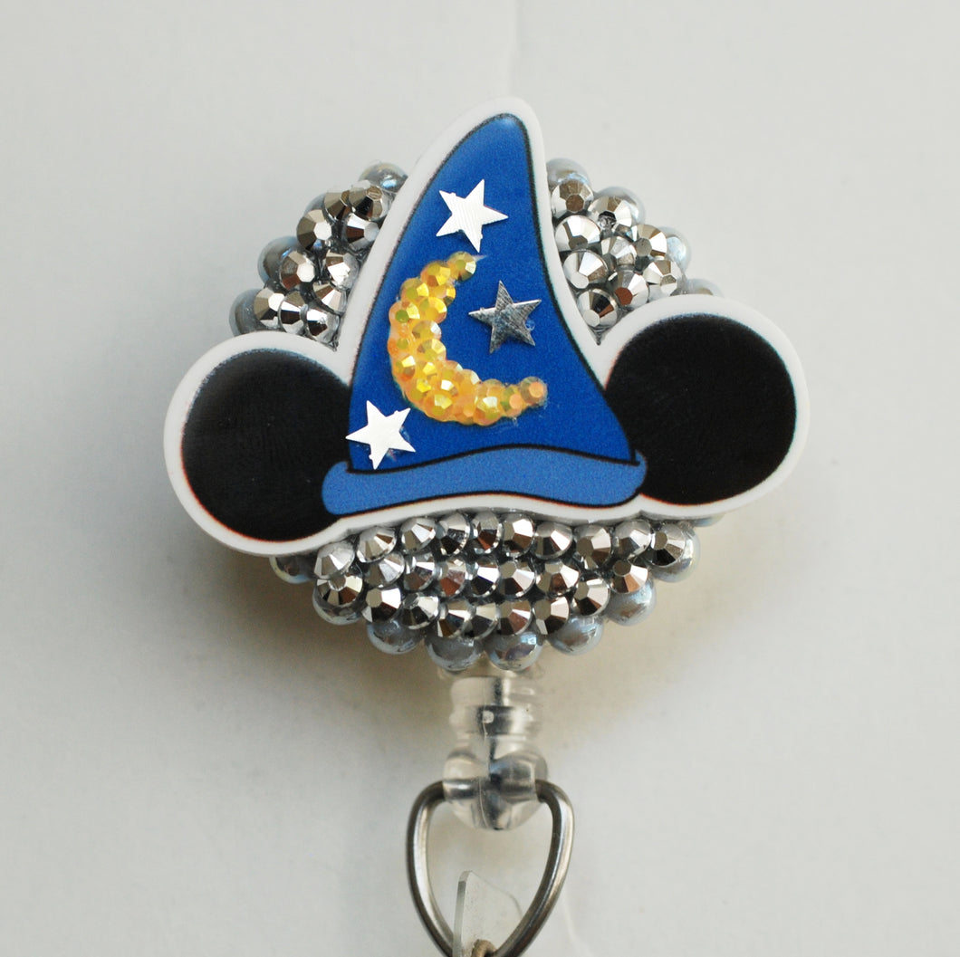 Mickey Mouse Sorcerer's Apprentice Hat Retractable ID Badge Reel