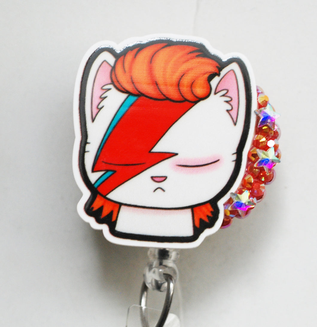 David Bowie Cat Retractable ID Badge Reel