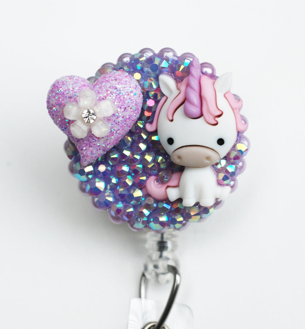 Baby Unicorn On Lilac Retractable ID Badge Reel