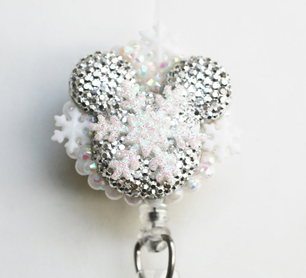 Mickey Mouse Snowflake Retractable ID Badge Reel