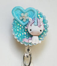 Load image into Gallery viewer, Baby Unicorn On Blue Retractable ID Badge Reel
