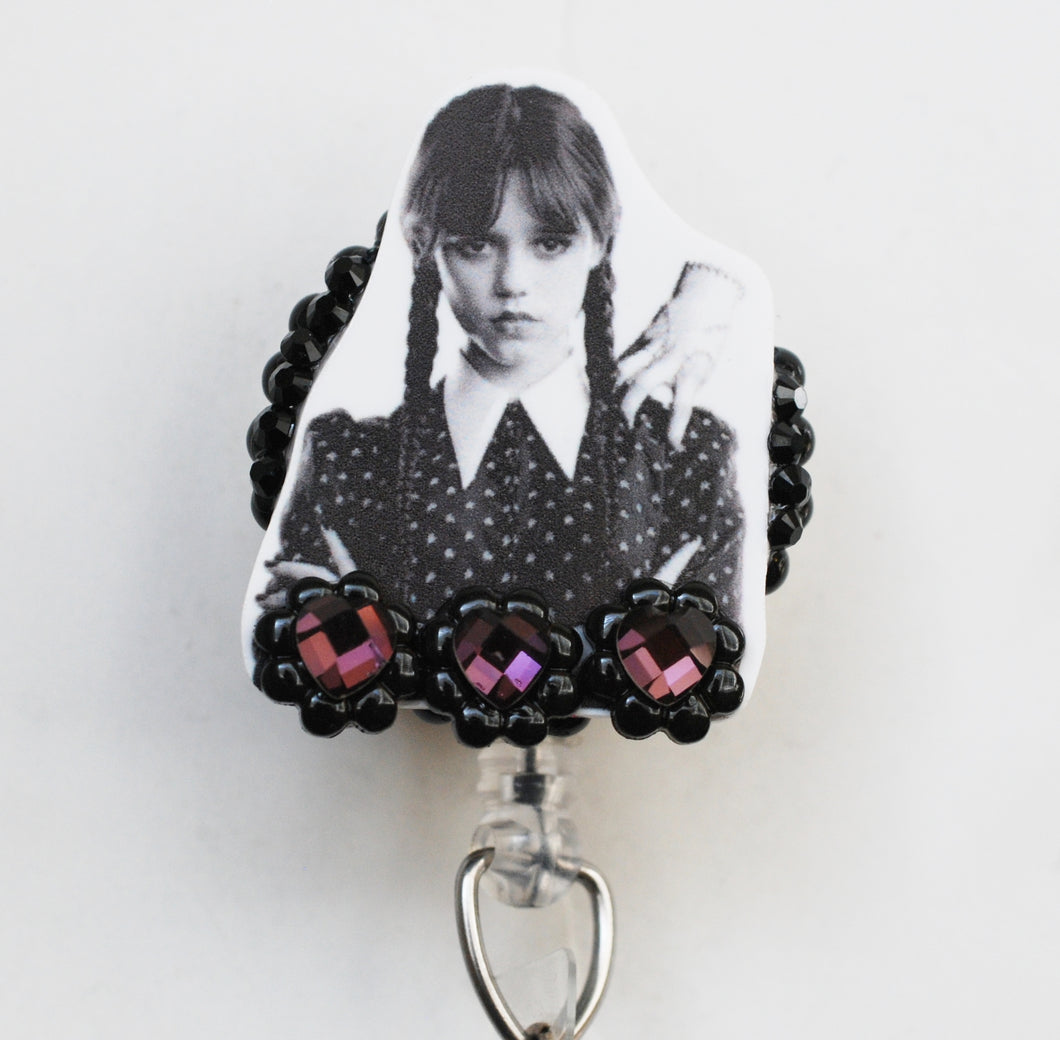 Wednesday Addams And Thing Retractable ID Badge Reel