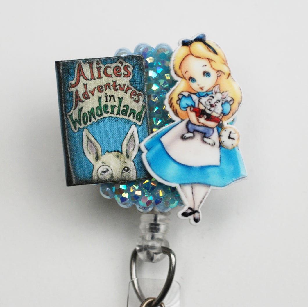 Little Alice In Wonderland Retractable ID Badge Reel