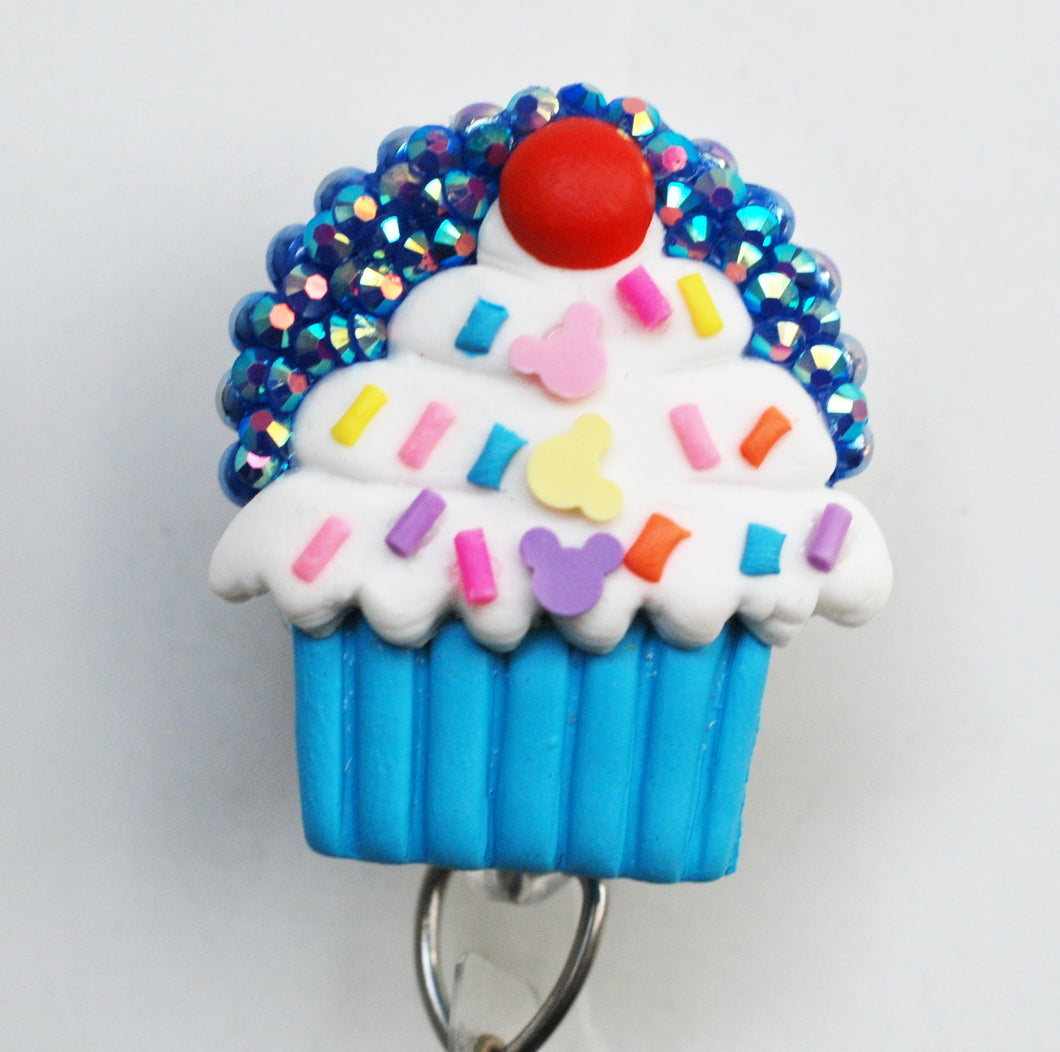 Mickey Inspired Frosty Cupcake Retractable ID Badge Reel