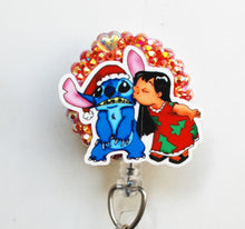 Load image into Gallery viewer, Christmas Kiss Lilo And Stitch Retractable ID Badge Reel
