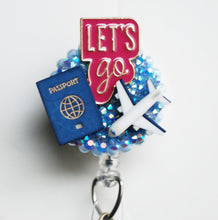 Load image into Gallery viewer, Let&#39;s Go Travel Retractable ID Badge Reel
