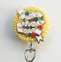 Load image into Gallery viewer, Smile Sparkle Shine Retractable ID Badge Reel
