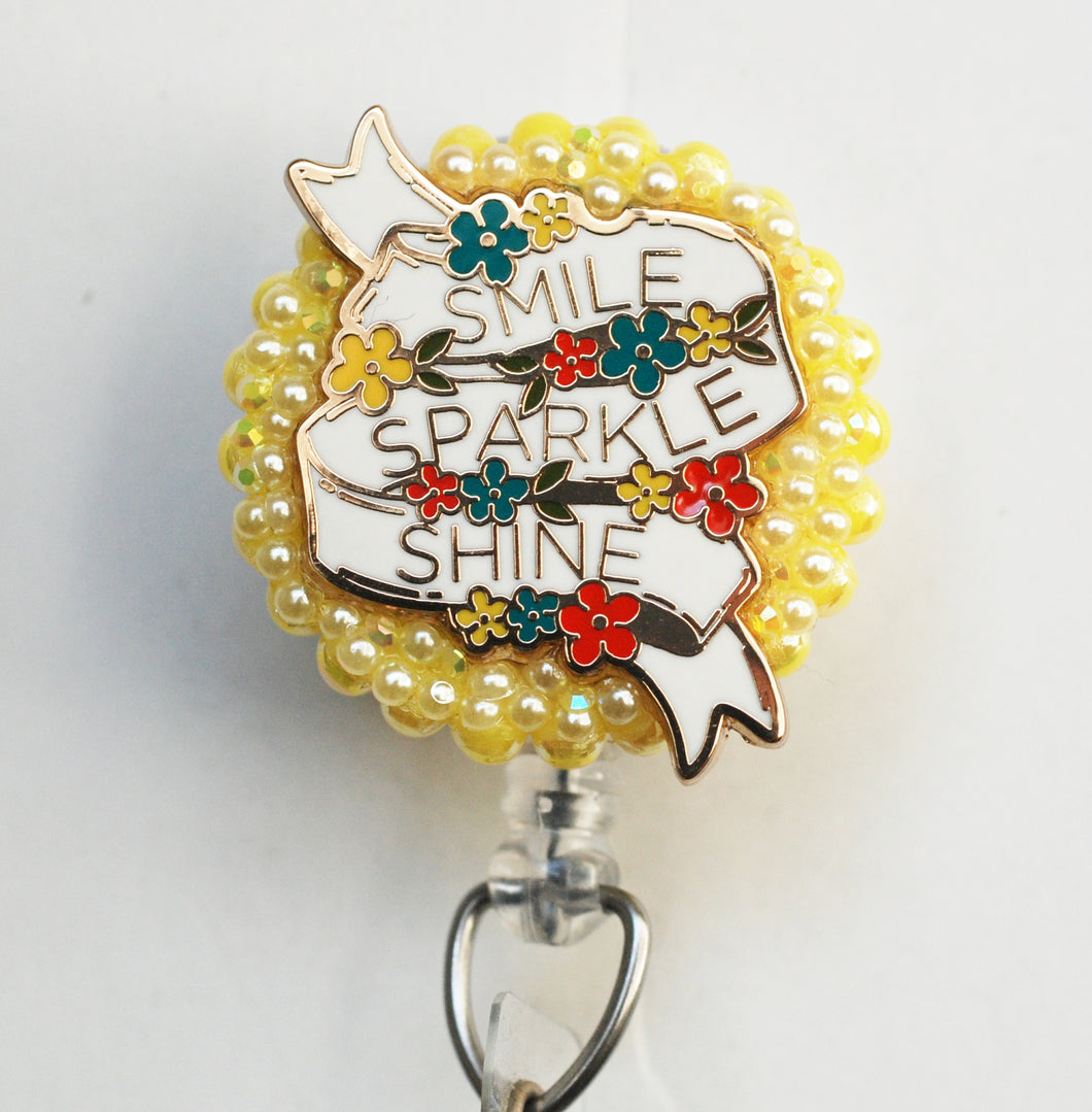 Smile Sparkle Shine Retractable ID Badge Reel