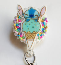 Load image into Gallery viewer, Stitch Loves Ice Cream Retractable ID Badge Reel
