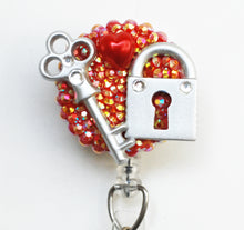Load image into Gallery viewer, Key And Locket To My Heart Retractable ID Badge Reel
