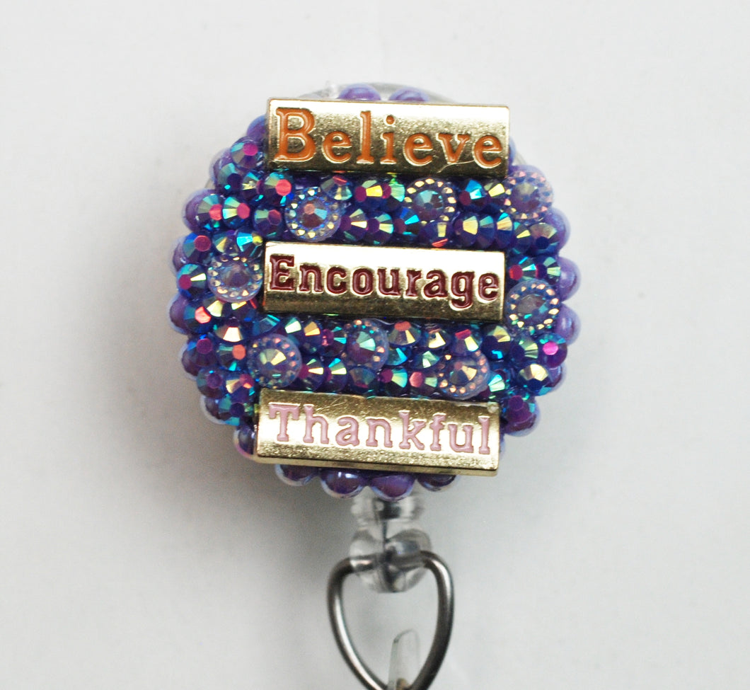 Believe Encourage Thankful Retractable ID Badge Reel