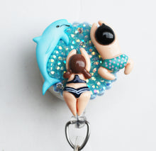 Load image into Gallery viewer, Swimming With A Dolphin Retractable ID Badge Reel
