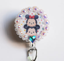 Load image into Gallery viewer, Tsum Tsum Mickey And Minnie Mouse Retractable ID Badge Reel
