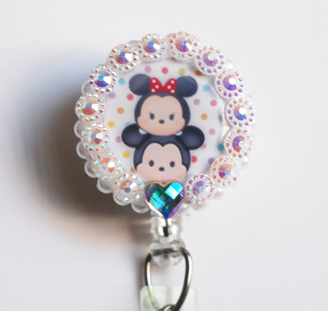 Tsum Tsum Mickey And Minnie Mouse Retractable ID Badge Reel