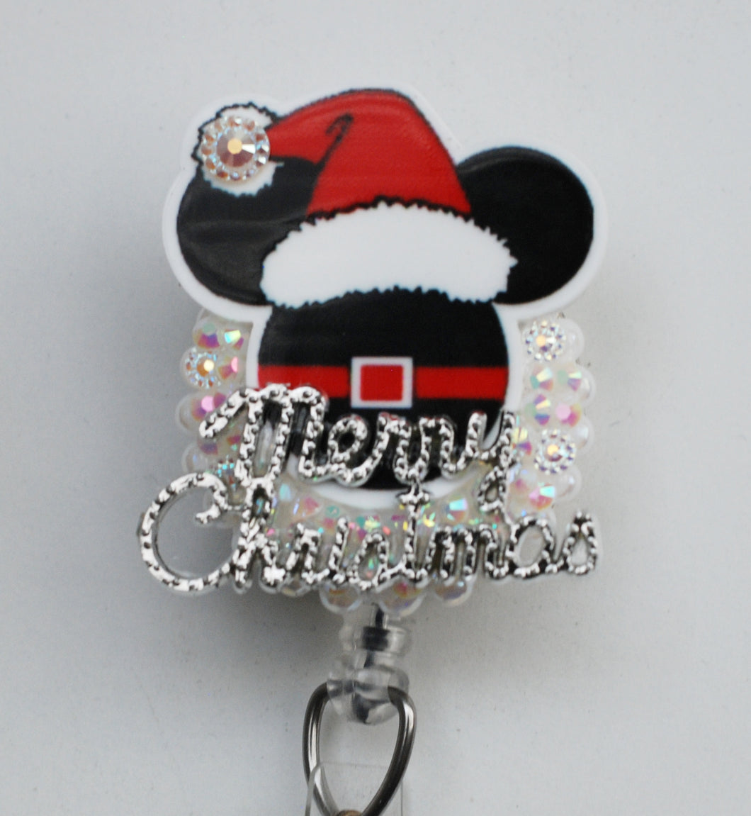 Merry Christmas Mickey Mouse Retractable ID Badge Reel