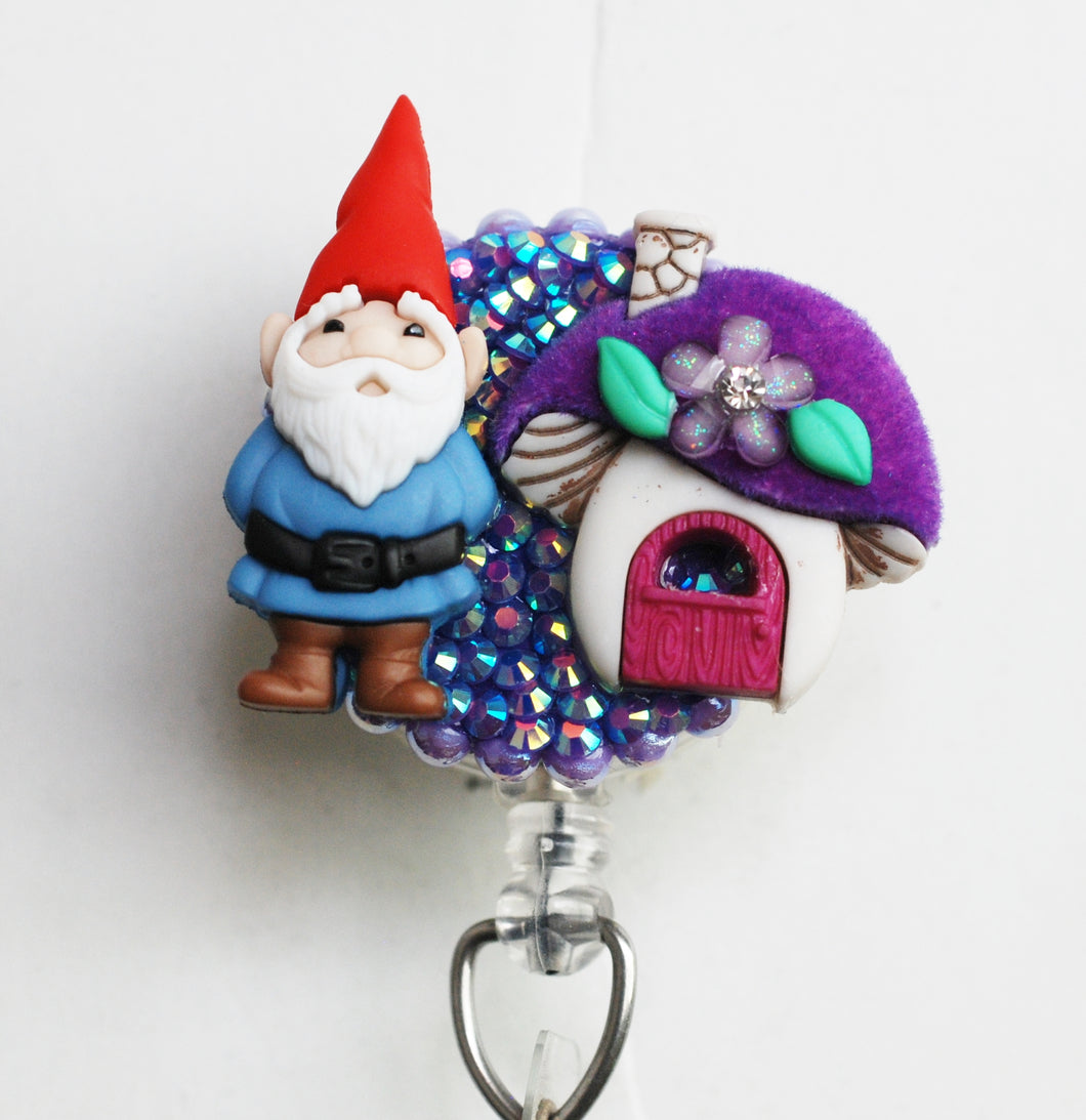 Gnome In Blue Retractable ID Badge Reel