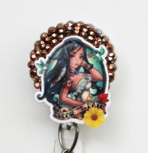 Load image into Gallery viewer, Pocahontas Tattoo Style Retractable ID Badge Reel

