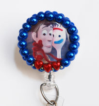 Load image into Gallery viewer, Toy Story&#39;s Woody And Forky Retractable ID Badge Reel
