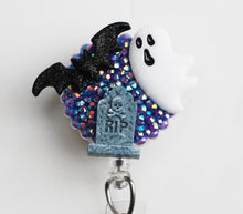 Load image into Gallery viewer, Ghostly Grave For Halloween Retractable ID Badge Reel
