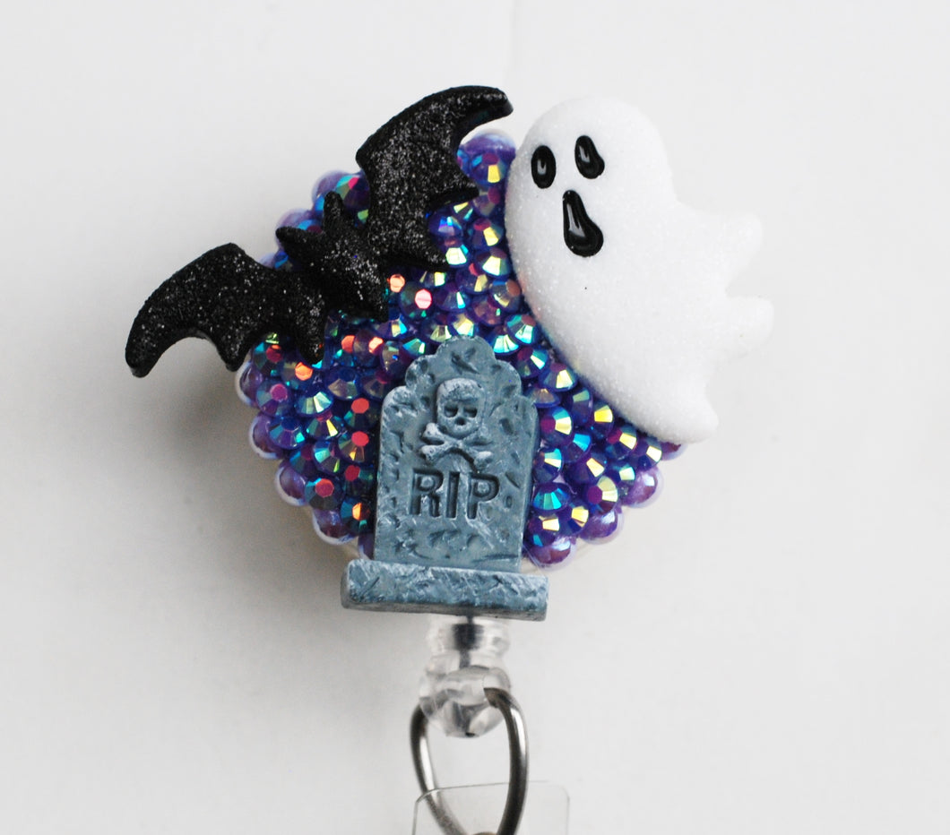 Ghostly Grave For Halloween Retractable ID Badge Reel