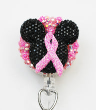 Load image into Gallery viewer, Breast Cancer Awareness With MIckey Mouse Retractable ID Badge Reel
