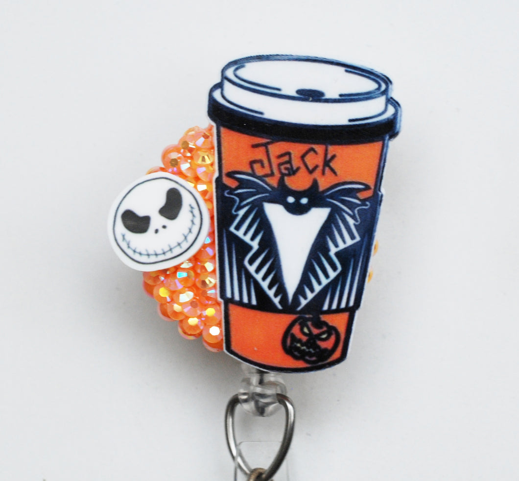 Jack Skellington Coffee Retractable ID Badge Reel