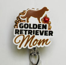 Load image into Gallery viewer, Golden Retriever Mom Retractable ID Badge Reel
