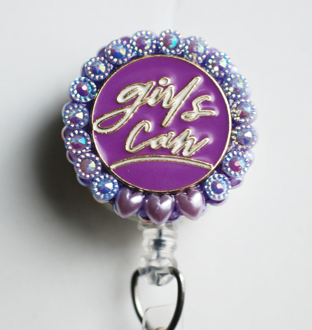 Girls Can Retractable ID Badge Reel