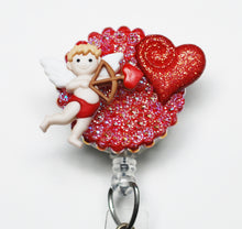 Load image into Gallery viewer, Valentine&#39;s Day Cute Cupid Retractable ID Badge Reel

