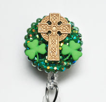 Load image into Gallery viewer, Irish Celtic Cross Retractable ID Badge Reel
