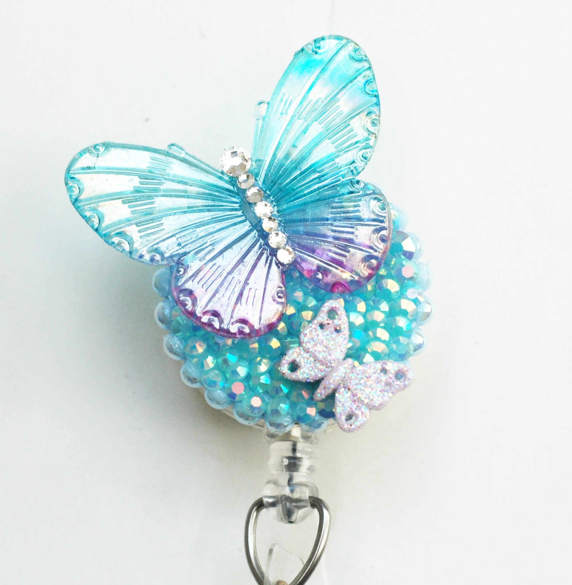 Blue And Purple Iridescent Butterfly Retractable ID Badge Reel –  Zipperedheart