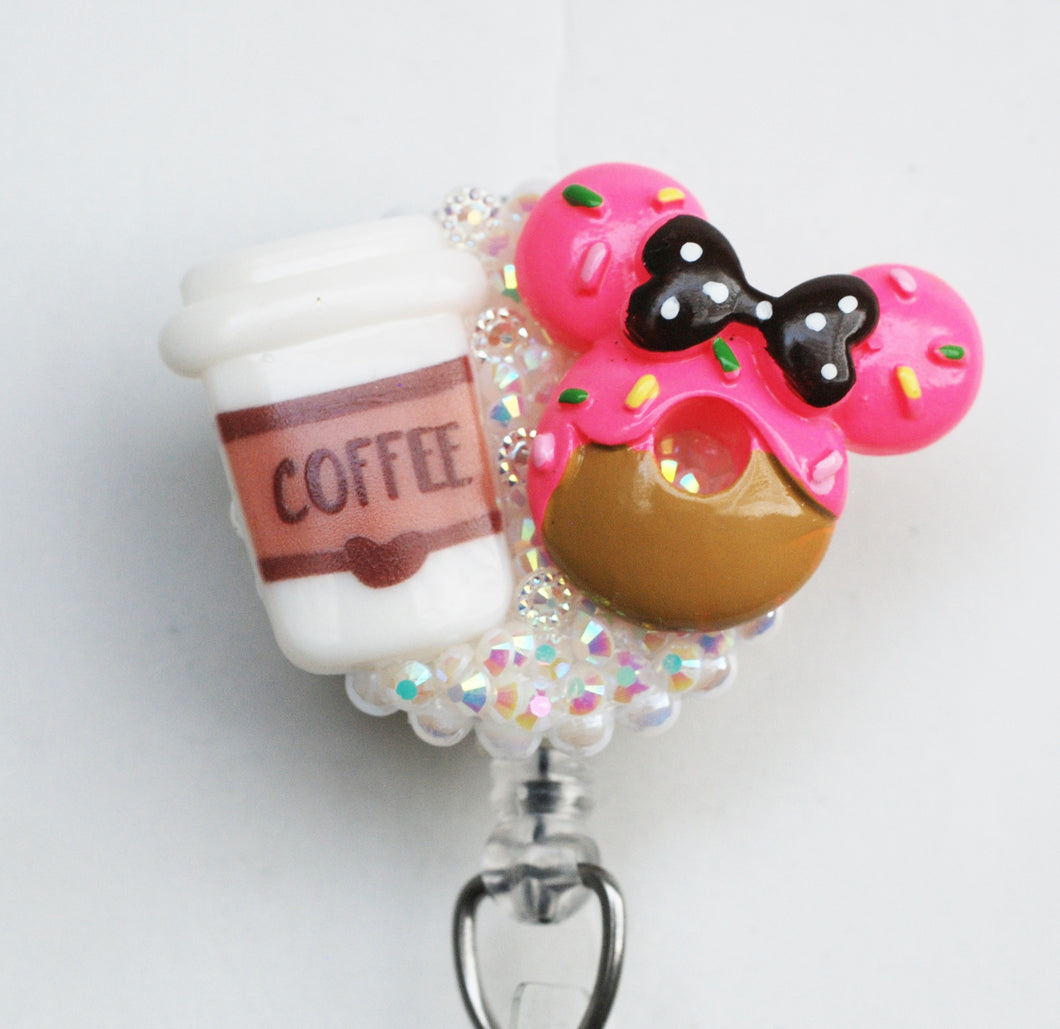 Disney Donut And Coffee Retractable ID Badge Reel