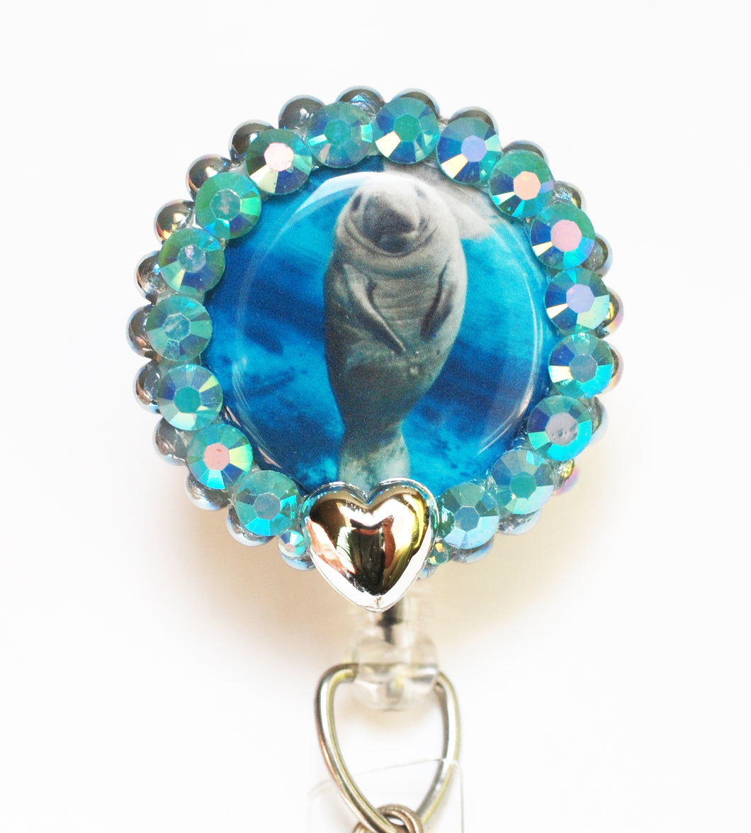 I Love Manatees Retractable ID Badge Reel