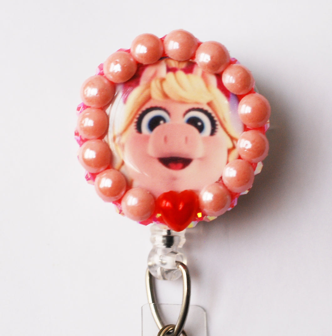 Baby Miss Piggy Retractable ID Badge Reel