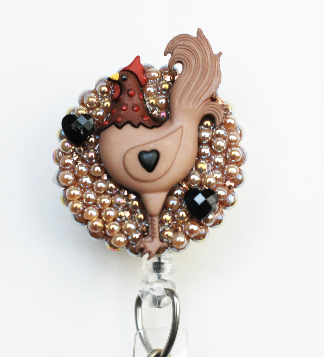 I Heart Chickens Retractable ID Badge Reel