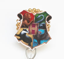 Load image into Gallery viewer, Harry Potter&#39;s House Crest Retractable ID Badge Reel
