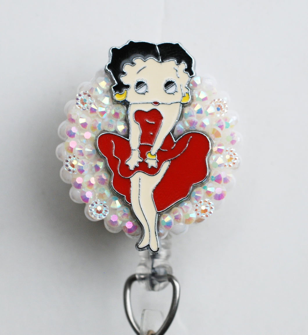 Betty Boop In Red Retractable ID Badge Reel