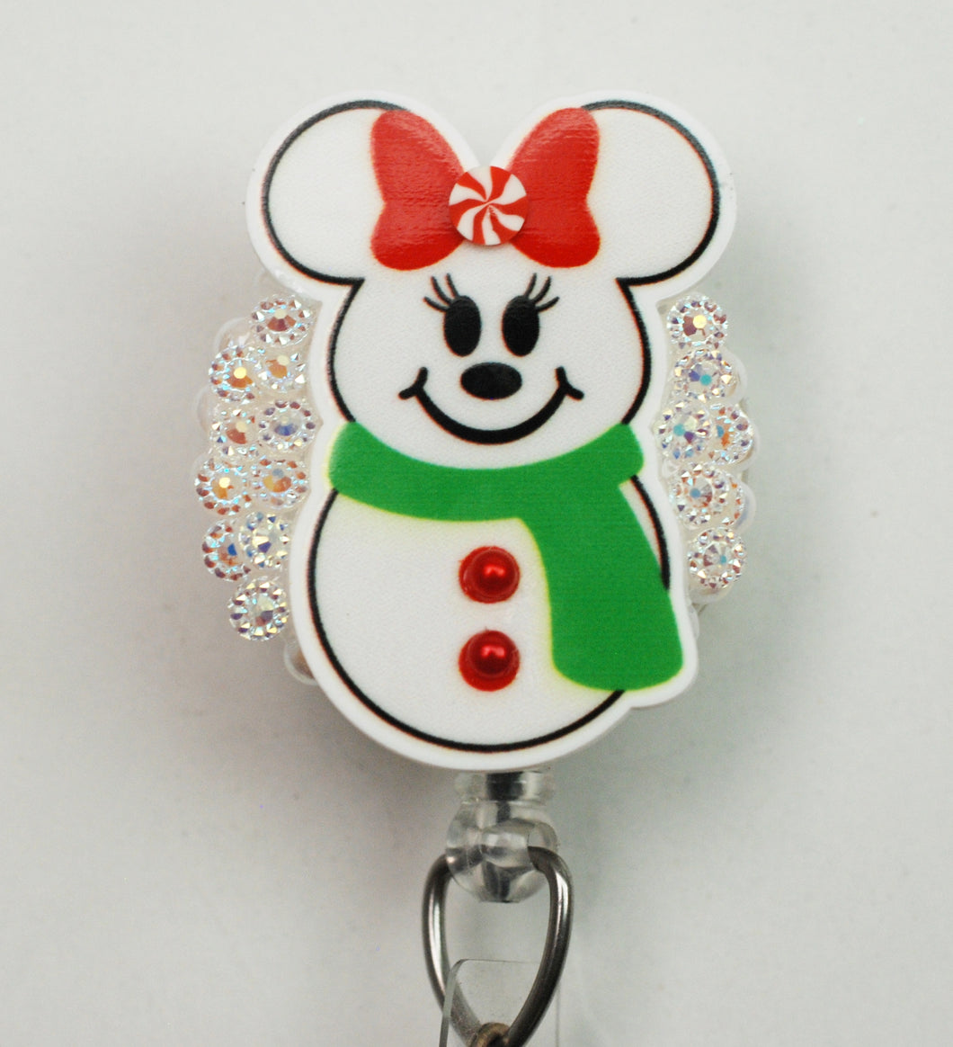 Minnie Mouse Snowgirl Retractable ID Badge Reel