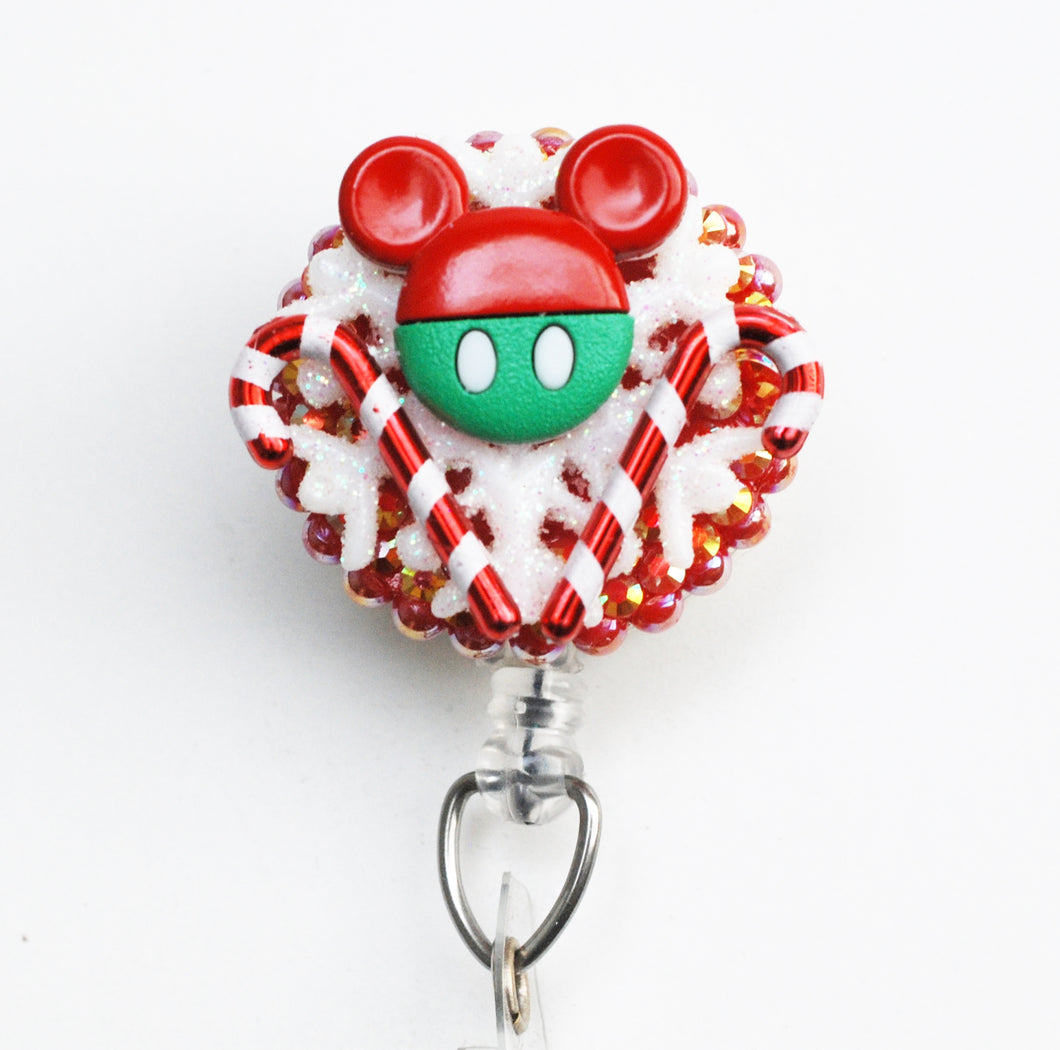 Mickey Mouse Christmas Time Retractable ID Badge Reel