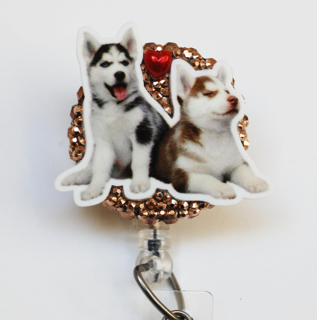 Baby Huskies Retractable ID Badge Reel