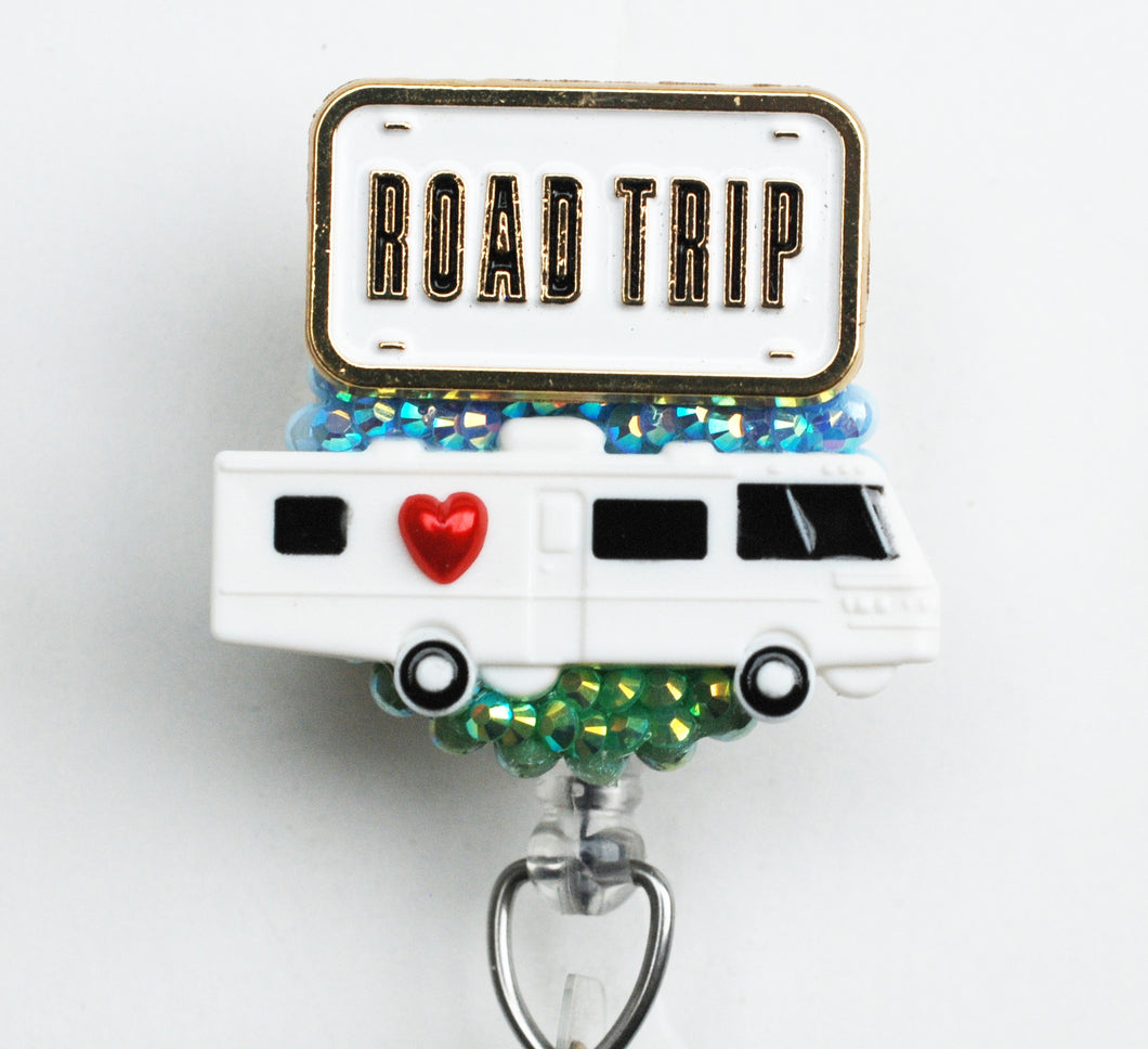 I Heart Road Trips Retractable ID Badge Reel