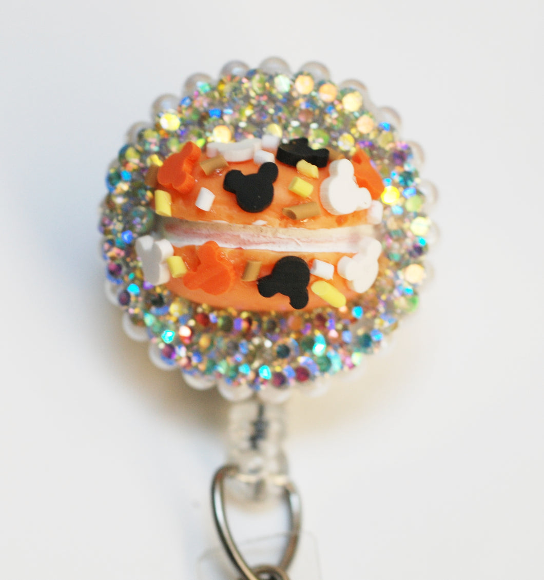 Halloween Mickey Macaroon Retractable ID Badge Reel