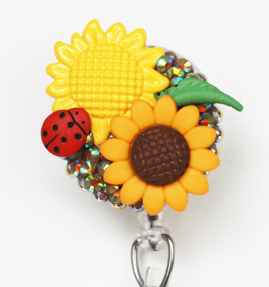 Two Sunflowers Retractable ID Badge Reel