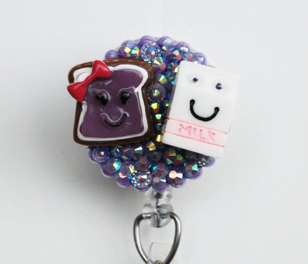 Smiley Jelly Toast And Milk Retractable ID Badge Reel